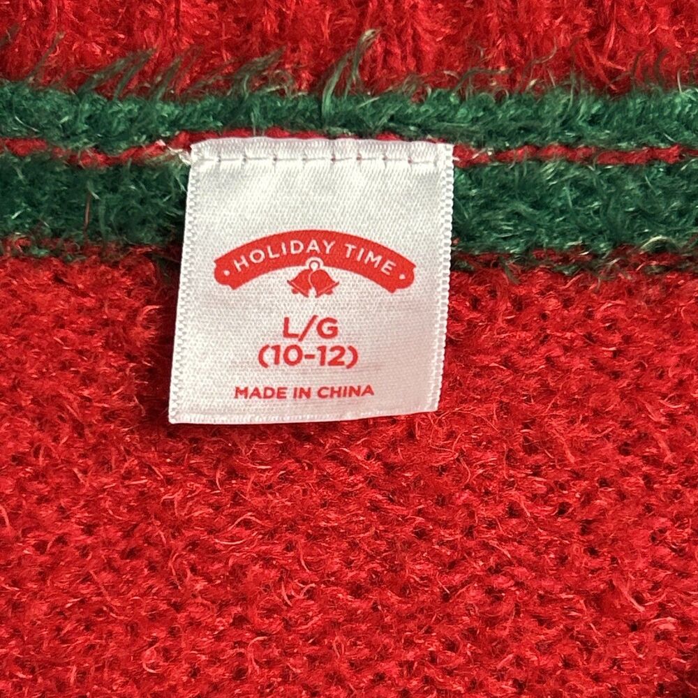 Holiday Time Girls Ugly Christmas Sweater Unicorn Sz. 10-12 Large Red/Green - Picture 6 of 12